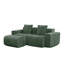 Canapé modulaire à compression en L à 2 places avec passepoil à bordure française, sans assemblage requis, canapé à 2 places avec coussins décoratifs et 1 repose-pieds mobile, tissu de velours vert-1657186111