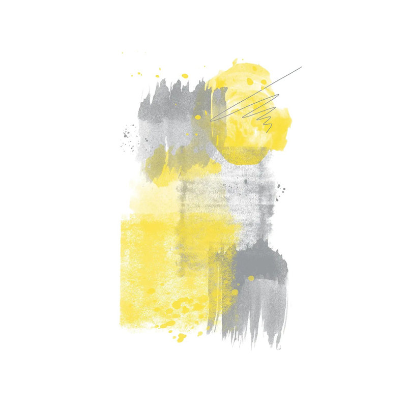 Watercolor Shapes VI | Illuminating Yellow & Ultimate Grey by Melanie Viola - Wrapped Canvas Painting