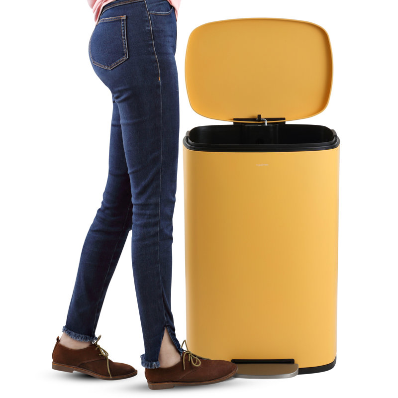 Steel Step On Kitchen Trash Can - 13.2 Gallons, Daffodil Yellow