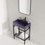 Meuble-lavabo en céramique 24 po - Lavabo rectangulaire mauve brillant, console autoportante avec pieds en métal, tablettes de rangement fiables pour salle de bain noir et tablette-21770065-21770064
