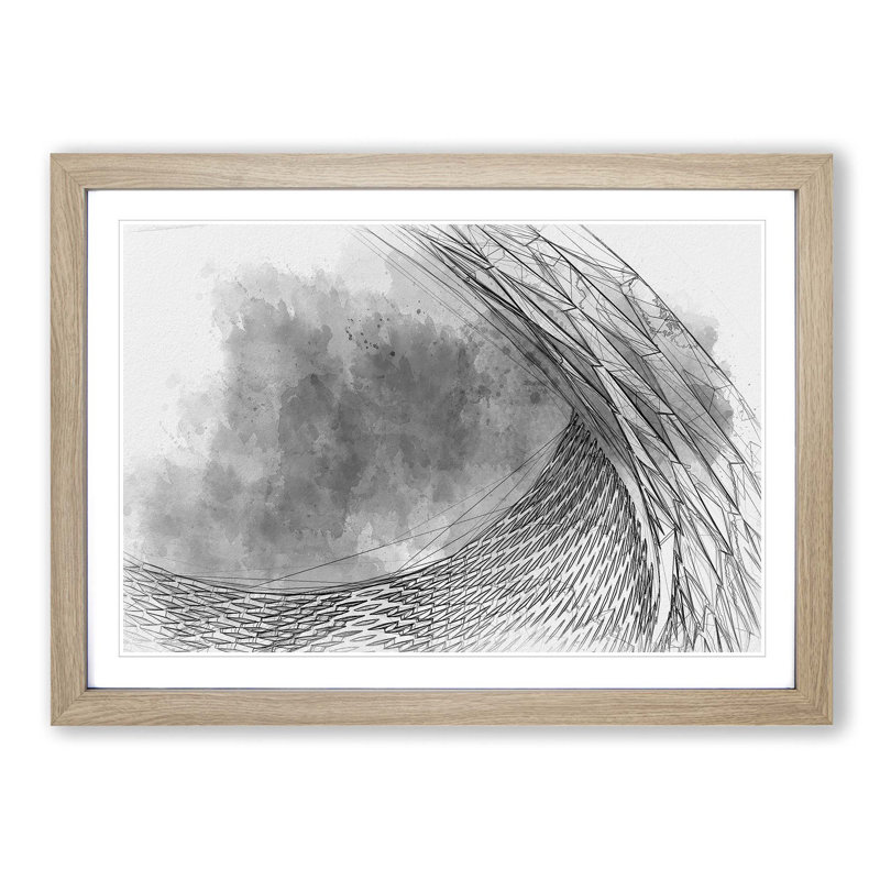 Architecture Sketch Vol.25 in Abstract - Picture Frame Drawing Print, 27cm H x 36cm W x 2cm D, Oak Framed