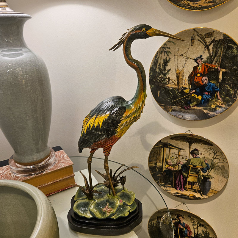 Porcelain Shore Bird with Bronze Ormolu Base