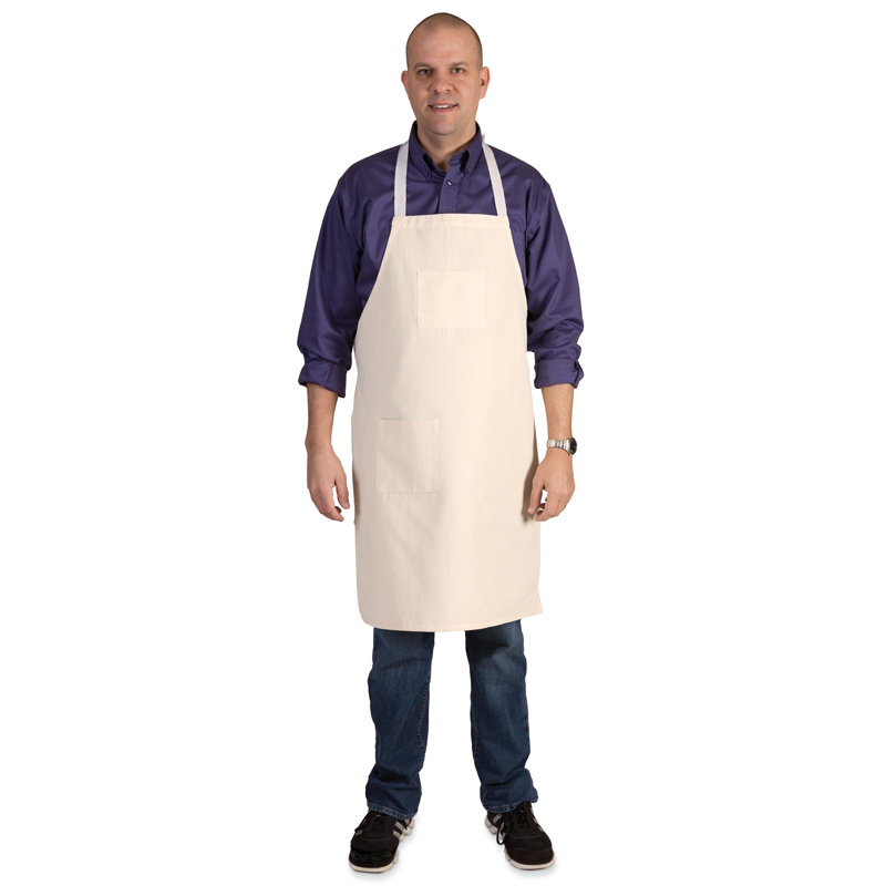 Full Length Off-White Cotton Art Apron with Pockets