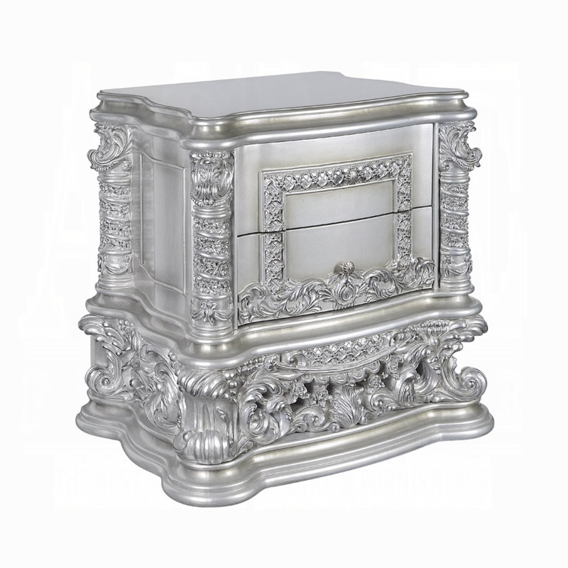 Heckstein 2-Drawer Nightstand in Antique Platinum