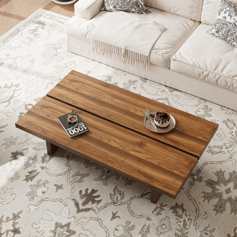 Table basse de 47 po en bois, table basse rectangulaire, Brun, H 12,71 po x l 47,31 po x P 23,65 po