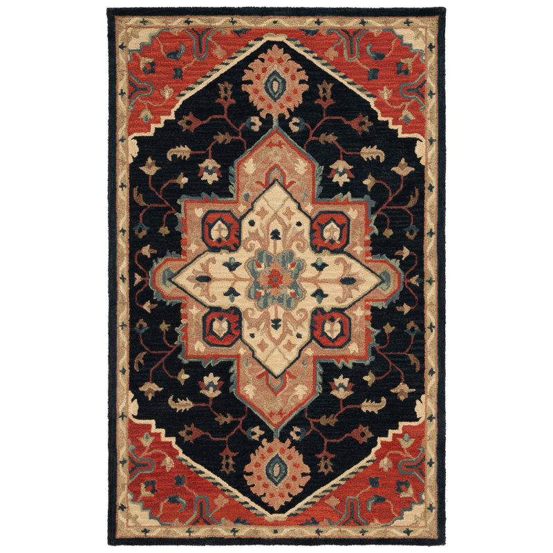 Heritage Hand Tufted Wool/Cotton/Latex Oriental Rug in Navy/Red, Rectangle 8' x 10'