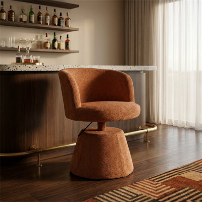 Tabouret de bar, réglable en hauteur et pivotant, revêtu de chenille avec base en métal, chaise de dressage décorative, vendu individuellement, chaise de salle à manger de style moderne