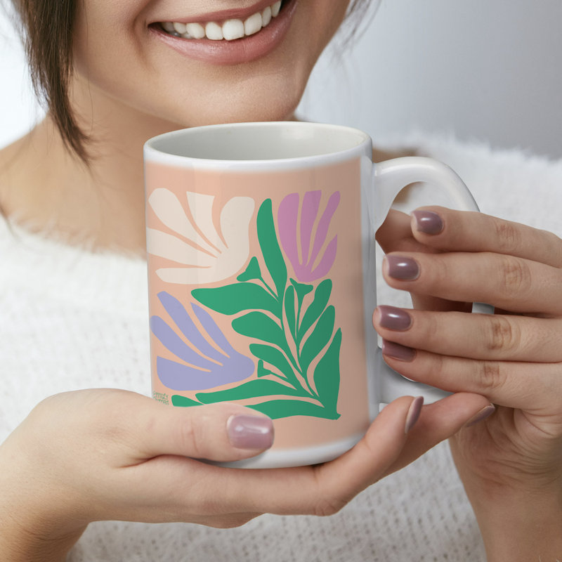 15 oz. Highland Home Funky Flowers Tasse décorative en céramique