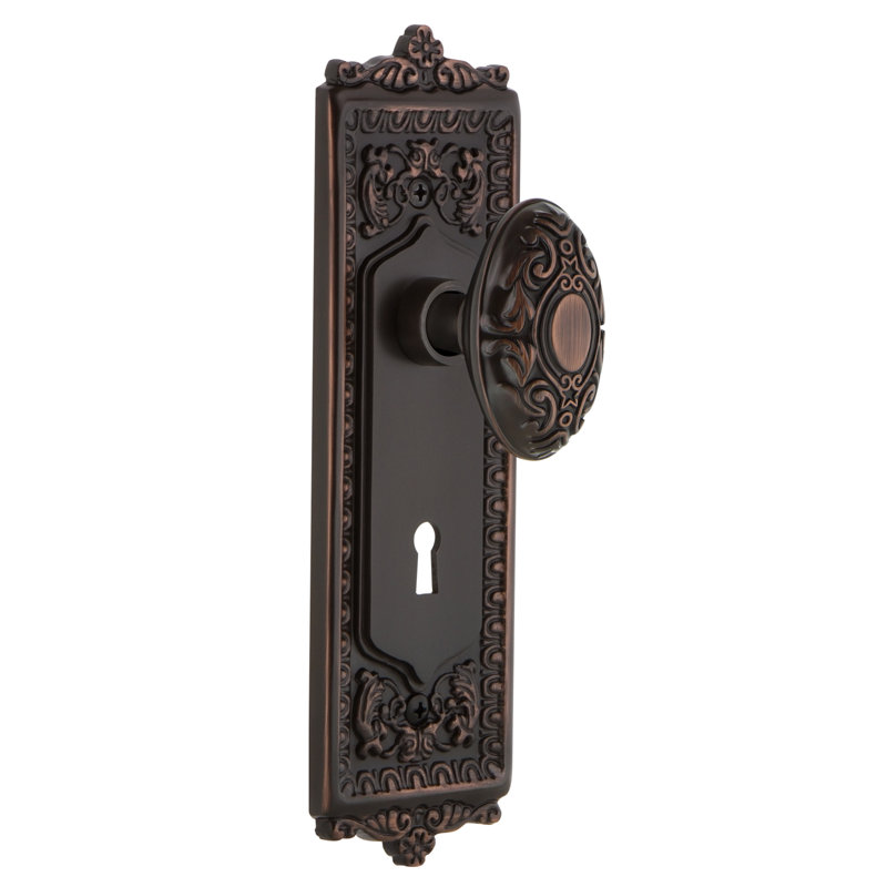 Double poignée de porte pour porte de fléchettes avec oeuf serrure & victorian, Laiton non laqué