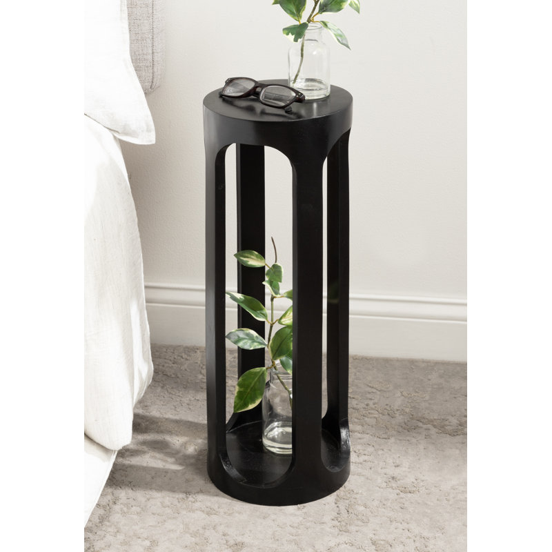 Chewelah Solid Wood End Table, Black, 23" H x 8" W x 8" D