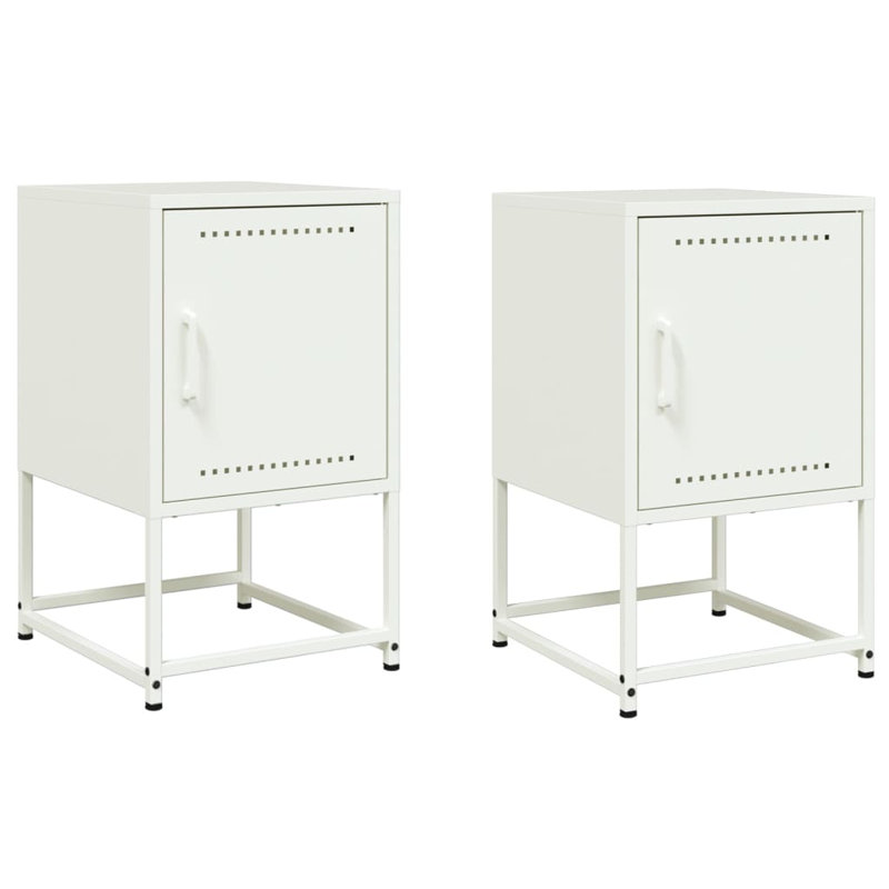 Aujah 36cm W Steel Bedside Table, White