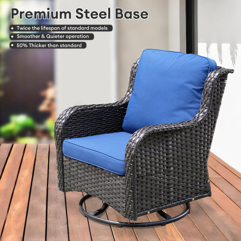 7 Piece Sofa Seating Group With Fire Pit And Cushions, Blue
