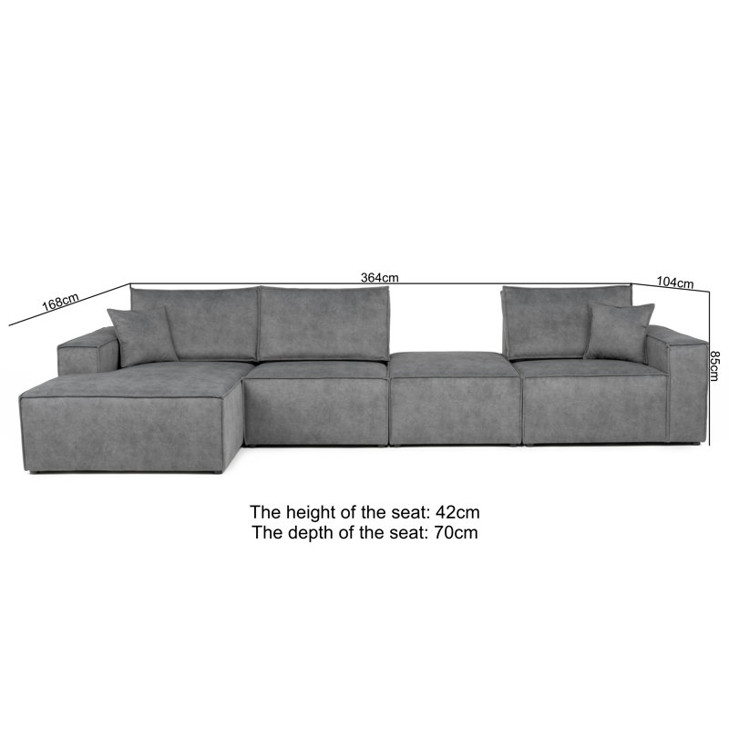 Alexendra 5 Seater Sofa & Chaise, Left Hand Facing