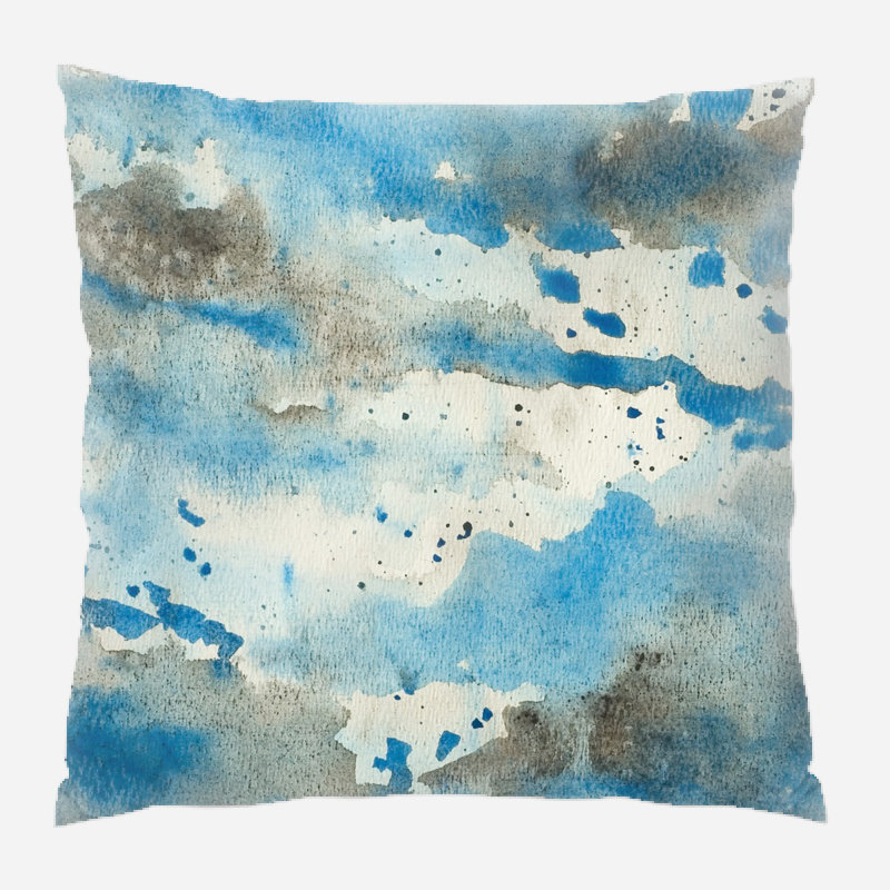 Coussin décoratif aquarelle , Microsuède, Intérieur