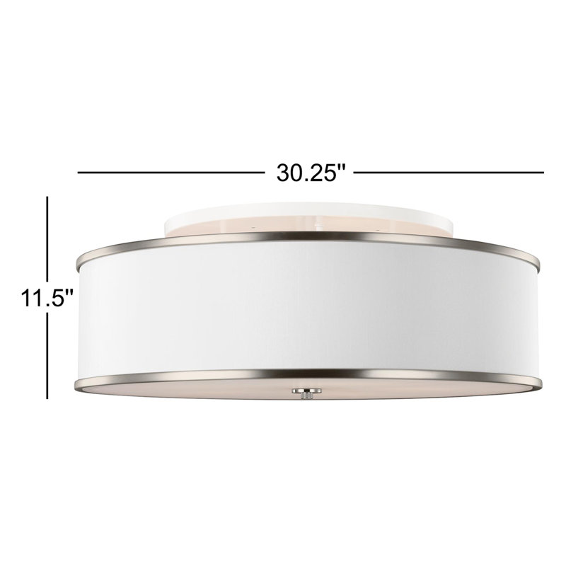 Deeann Fabric Semi Flush Mount, Satin Nickel