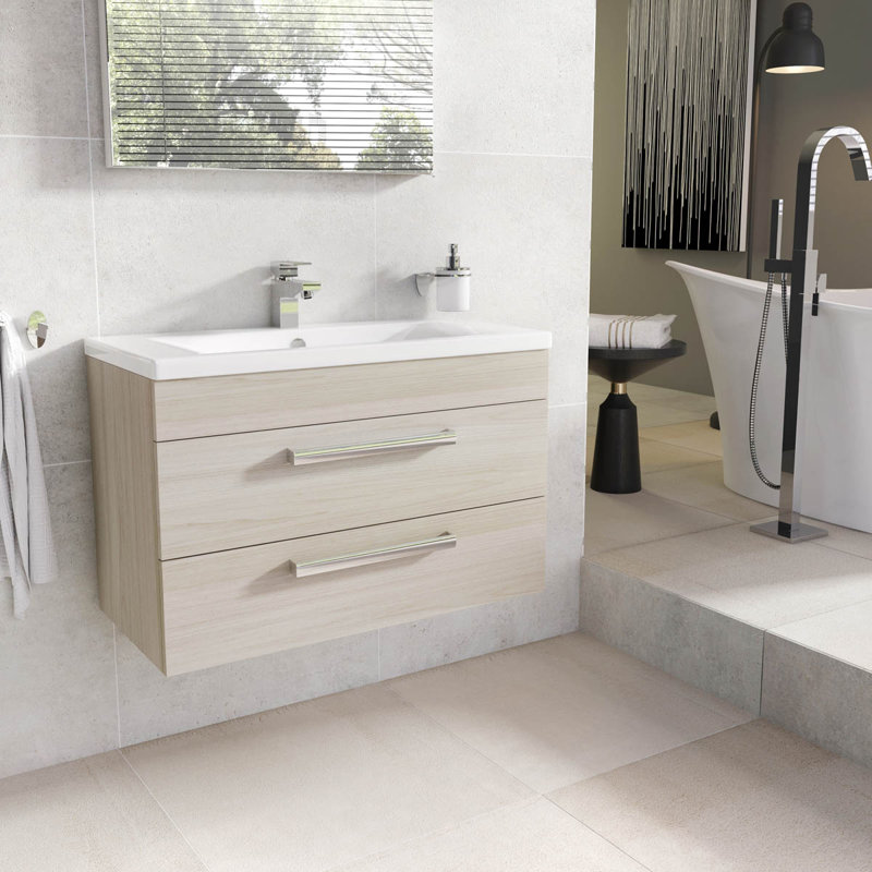 800 mm Single Vanity, Light Elm