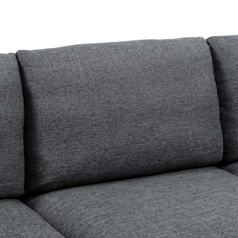 Canapé modulaire de coin avec repose-pieds 93,5 po Chelon, Mélange de lin gris foncé