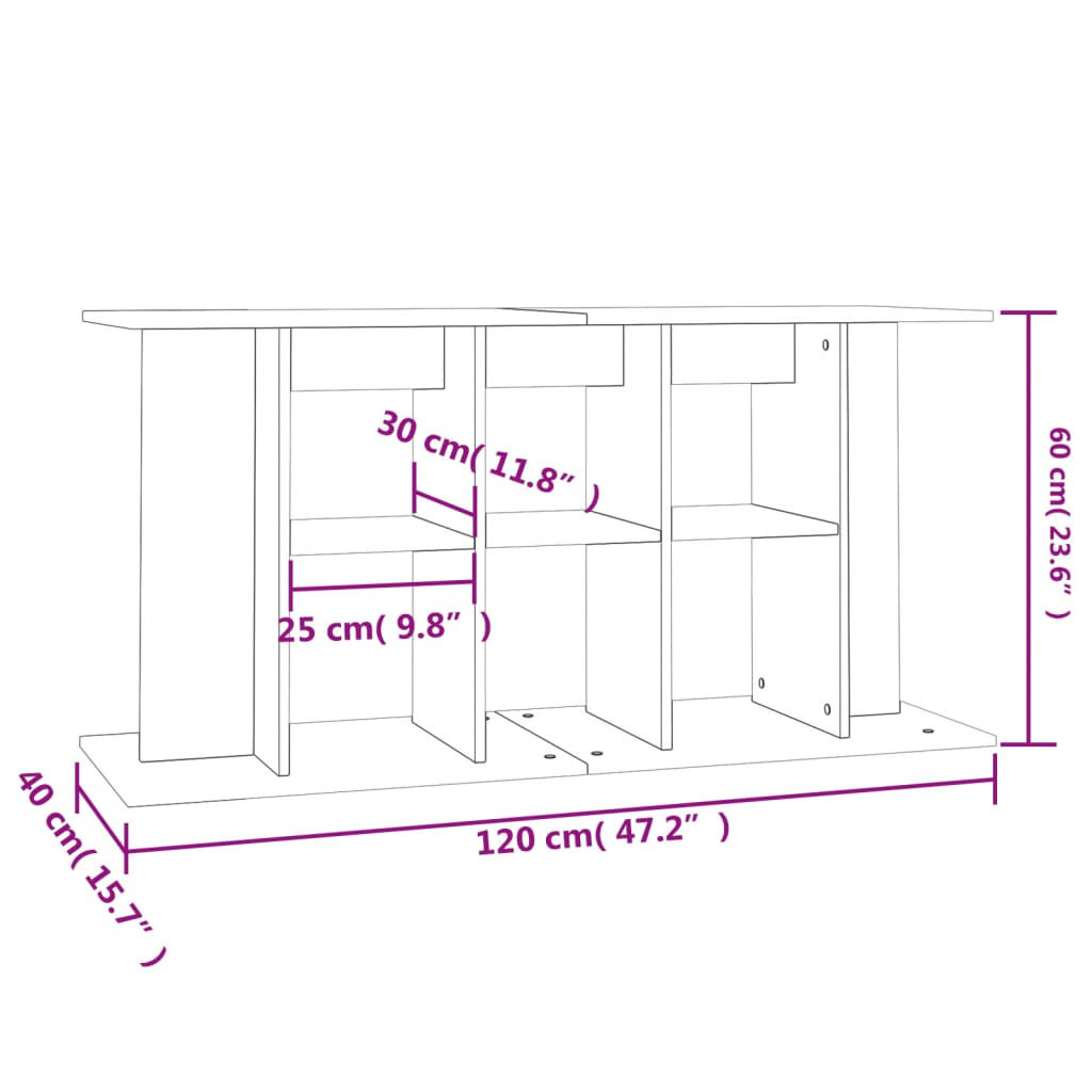 vidaXL Aquarium Stand Grey Sonoma 120x40x60 cm Engineered Wood - Grey - Image 3