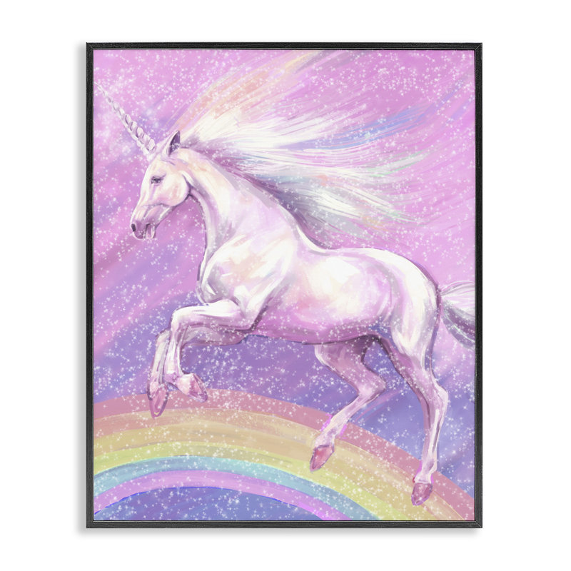 Scène de licorne arc-en-ciel, art giclée par Ziwei Li, Giclée encadrée noir minuit, H 14 po x l 11 po