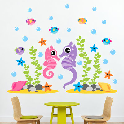 Décalcomanie murale en vinyle océan hippocampe