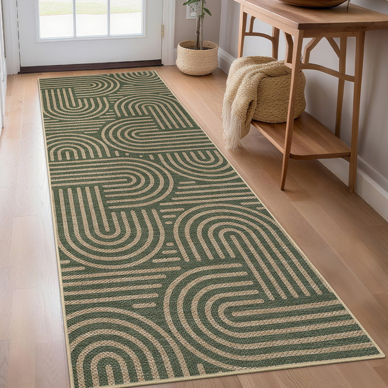 Modern Runner Rug for Hallway 2x6 Striped Easy Jute Rug with Non-Slip Backing, Washable Geometric Stain-Resistant Kitchen Runner