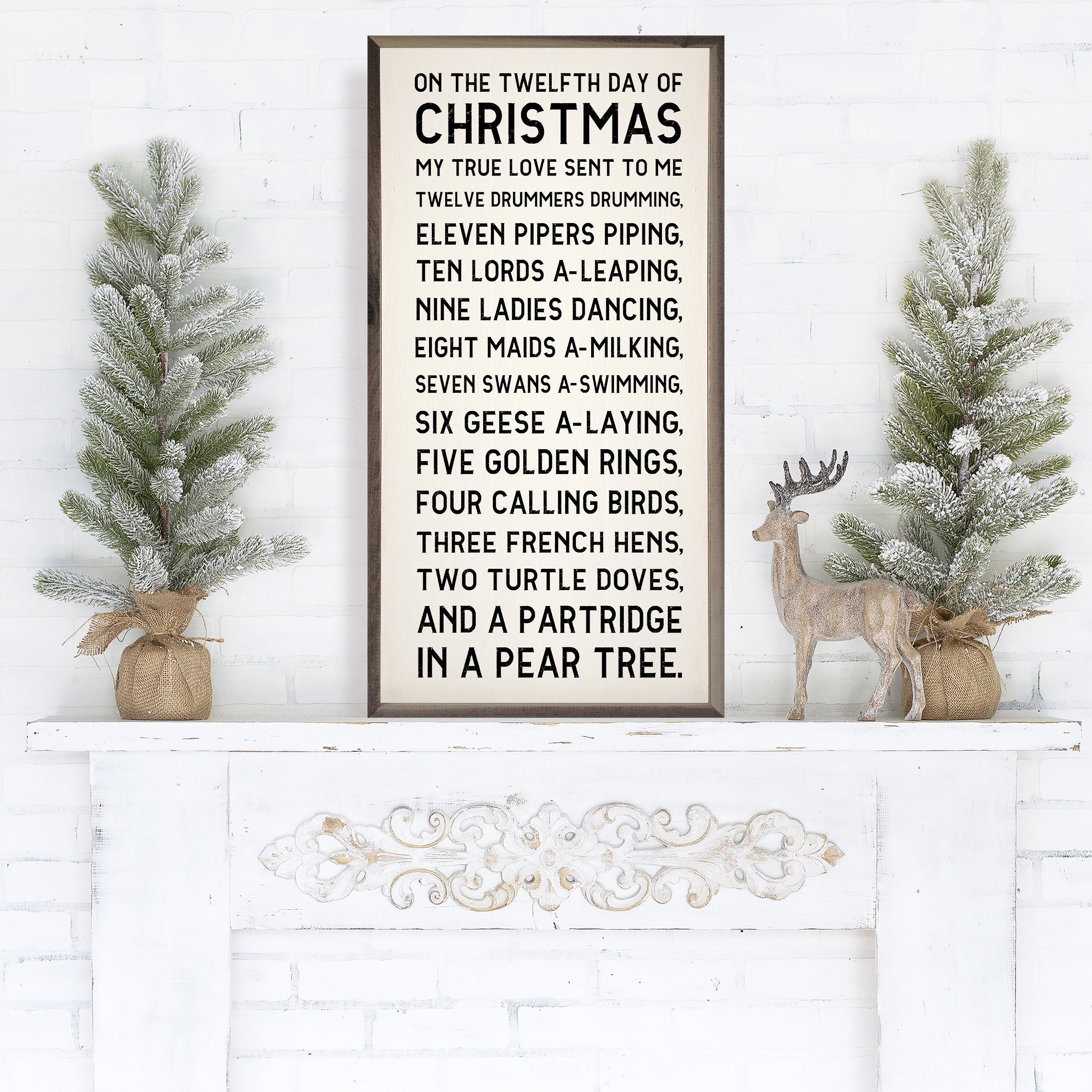 12 Days of Christmas Beach Whitewash - Picture Frame Textual Art on Wood The Holiday Aisle Mat Color: Cream/Blue/Black