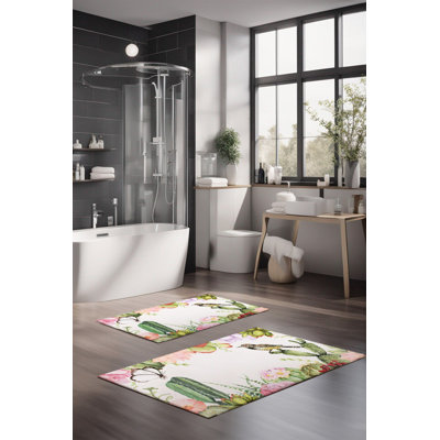 Eakly Luxury Bathmat Set (2 Pieces), 100% Polyester, 16.0 x 23.6 inches & 23.6 x 39.4 inches | Non-Slip Antibacterial Design, 0.3 in Pile Height | Machine Washable, Durable & Easy to Clean | Ideal for Bathroom Décor