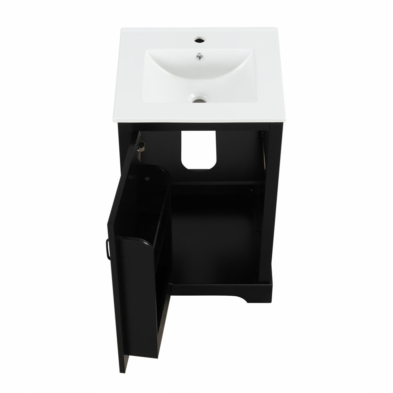 Meuble-lavabo de 20 po avec lavabo, Noir, Noir