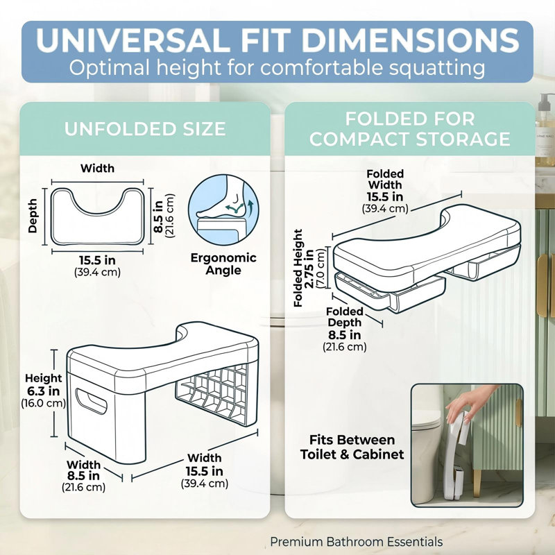 Toilet Step Stool, Toilet Assistance Steps,Bathroom Toilet Stool, Foldable Toilet Stool, Fits All Toilets, Folds for Easy Storage