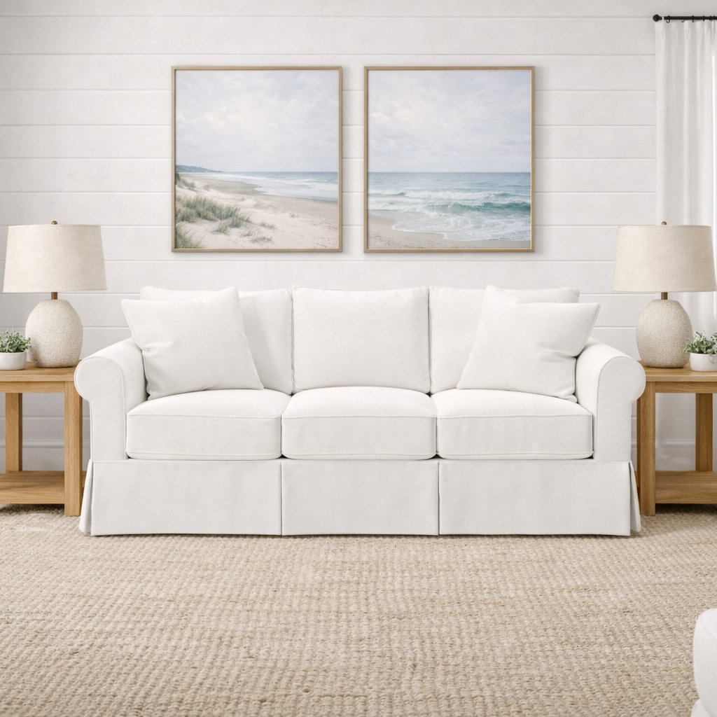 Amari 89'' Sofa, Drusky Moonglow Sustain® Basketweave