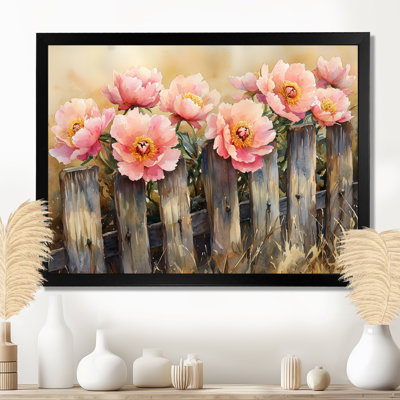 Doynton Farm, pivoines par la clôture rustique II - pivoines, art mural