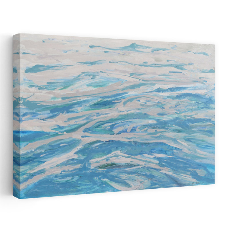 Motif aquatique abstrait, art moderne contemporain, bord de mer, H 32 po x l 48 po
