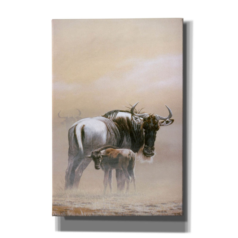 «Wildebeest On Canvas» par Ron Parker, reproduction, H 18 po x l 12 po x P 0,75 po