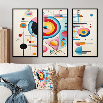 «Blue and Pink Abstract Geometric Vision 2», art mural géométrique