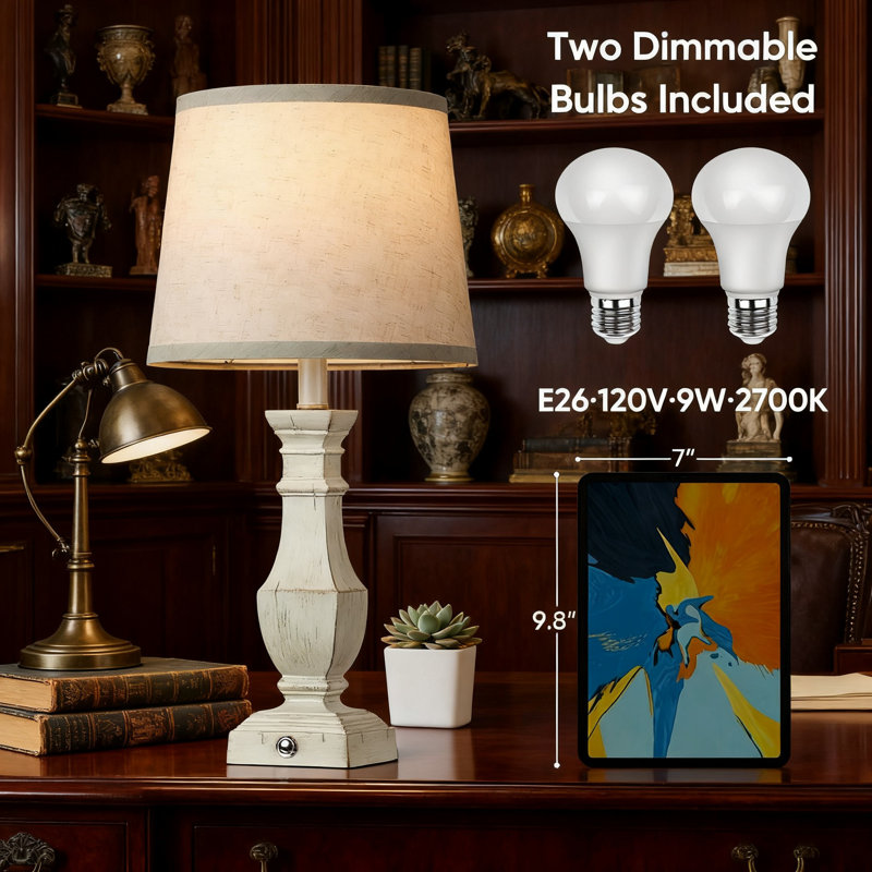 Ensemble de 2 lampes de table à intensité variable, lampes de chevet à contrôle tactile avec ampoules incluses, éclairage de table de chevet pour le salon et la chambre à coucher