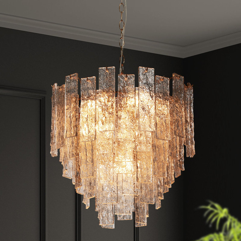 Kethe 8-Light 20.5“ Width Dimmable Chandelier with Hammered Glass