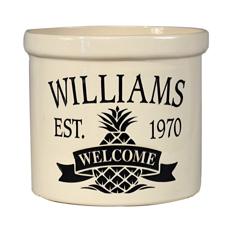 Pineapple Welcome Utensil Crock, Black, Yes