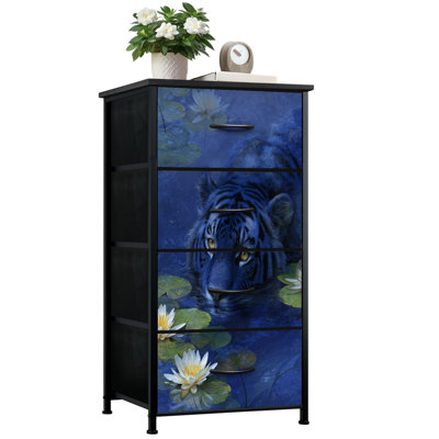 Commode pour chambre à coucher avec 4 tiroirs de rangement Blue Tiger Lotus Pond Waters Tranquil Waters