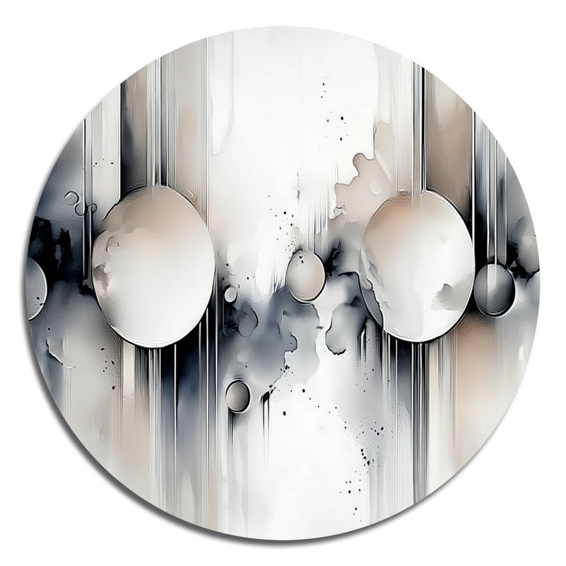 «Gray Balance», décoration murale ronde géométrique abstraite, art mural gris salon, H 16 po x l 16 po