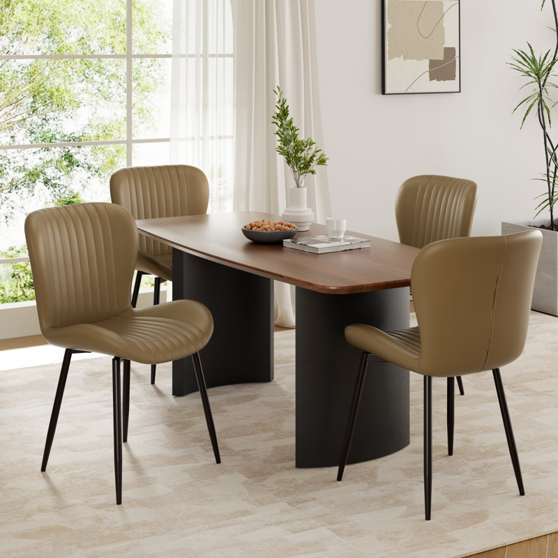 Chaise d'appoint rembourrée Modern (ensemble de 4), Brun, 4