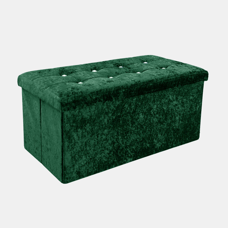 38 CRUSHED EMERALD STORAGE BOX, 38cm H x 80cm W x 7cm D