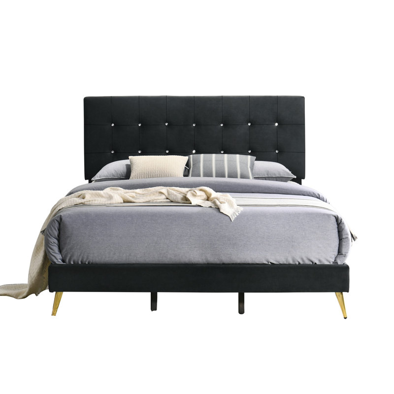Albali Upholstered Bed, Black, Kingsize (5')