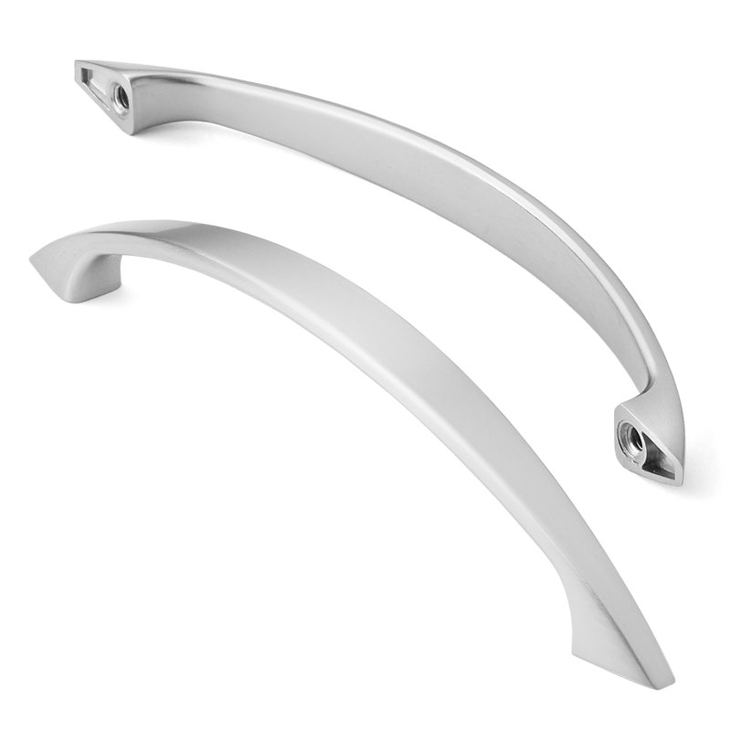 Brushed Nickel Curved Cabinet Bar Pulls with Mounting Hardware
