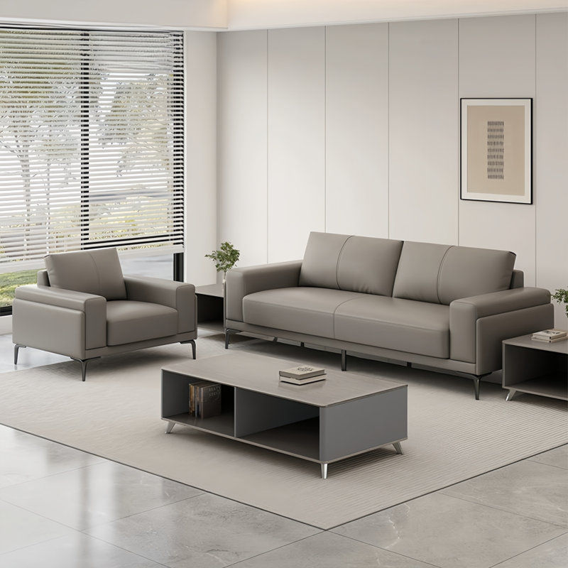 Modern French sofa and tea table set, Faux Leather