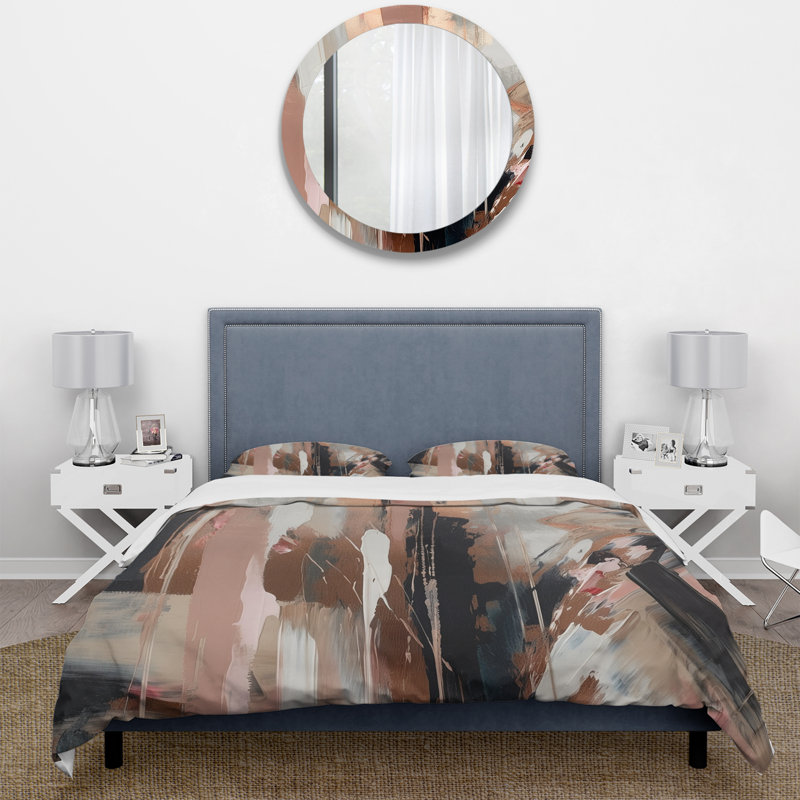 Ensemble de housse de couette abstrait brun et noir Beyond Boundaries I - microfibre de polyester
