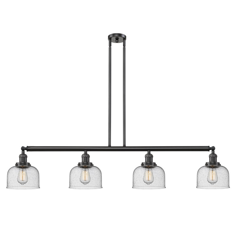 Luminaire suspendu linéaire à 4 lumières pour îlot de cuisine Lemire, Nickel poli, Grainé, H 10 po x l 52,63 po x P 8 po