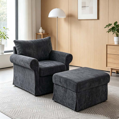 37.5" Accent Chair with Ottoman