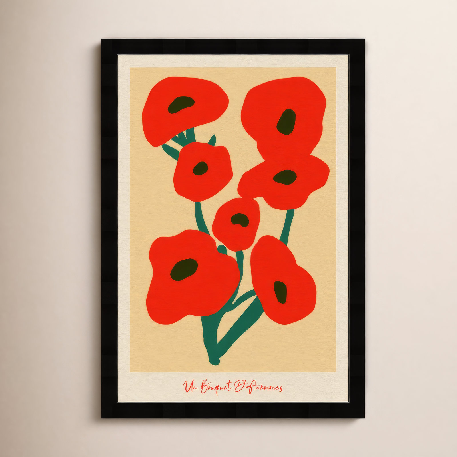 Modern Red Flower Bouquet by Oliver Gal, Black, 26" H x 18" W