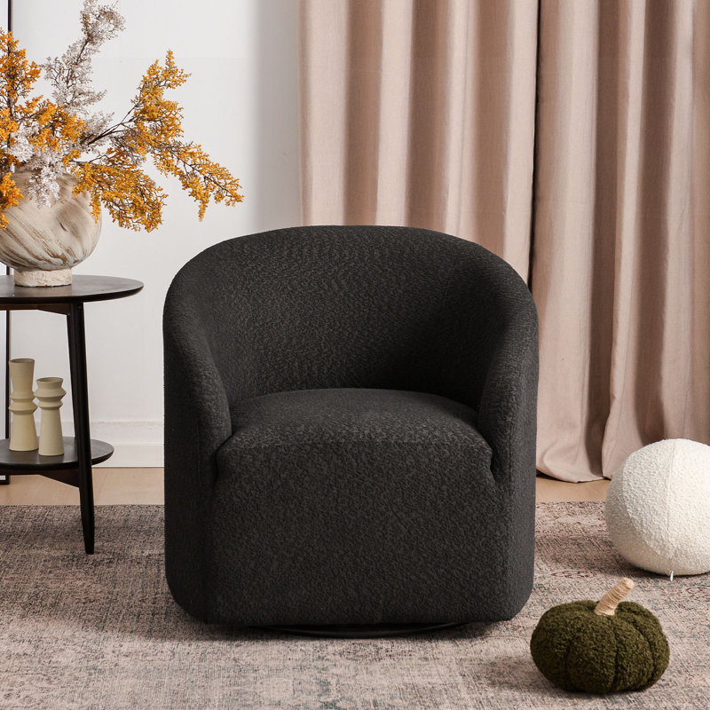Fauteuil demi-tonneau pivotant de 32 po Charlisse, 100 % polyester gris foncé