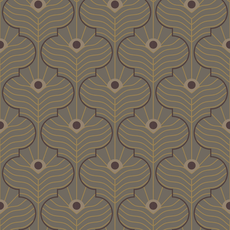 Moroccan Peacock - Brown Stone Wallpaper